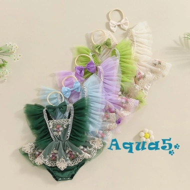 Đầm mùa hè bé gái Aqua-2 tay bay thêu hoa, váy bodysuit có nơ headband 181.980₫