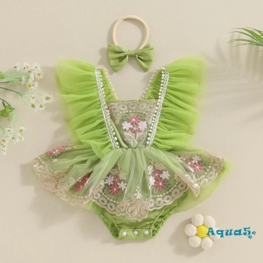 Đầm mùa hè bé gái Aqua-2 tay bay thêu hoa, váy bodysuit có nơ headband 181.980₫