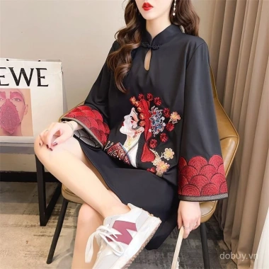 Đầm mùa hè Guochao in hình tương phản màu, thanh lịch, giá ưu đãi 620.512 VND 4 Đầm mùa hè Guochao in hình tương phản màu, thanh lịch, giá ưu đãi 620.512 VND 4
