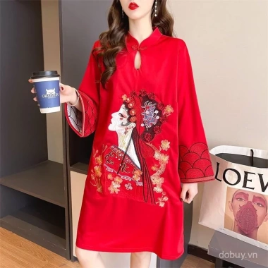 Đầm mùa hè Guochao in hình tương phản màu, thanh lịch, giá ưu đãi 620.512 VND 6 Đầm mùa hè Guochao in hình tương phản màu, thanh lịch, giá ưu đãi 620.512 VND 6
