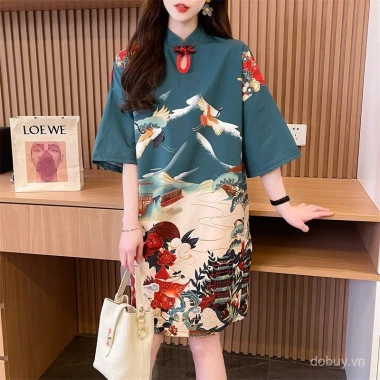 Đầm mùa hè Guochao in hình tương phản màu, thanh lịch, giá ưu đãi 620.512 VND 8 Đầm mùa hè Guochao in hình tương phản màu, thanh lịch, giá ưu đãi 620.512 VND 8