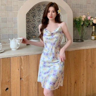 Đầm ngủ cao cấp Hisexy Luã Satin MD97 Dáng xuông liền thân - Giá ưu đãi 89.000đ