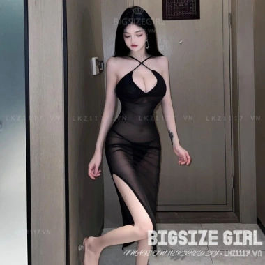 Đầm Ngủ Sexy Xuyên Thấu Bigsize 2 Dây Dáng Dài Xẻ Tà, Quần Lót Lọt Khe - 137.945đ