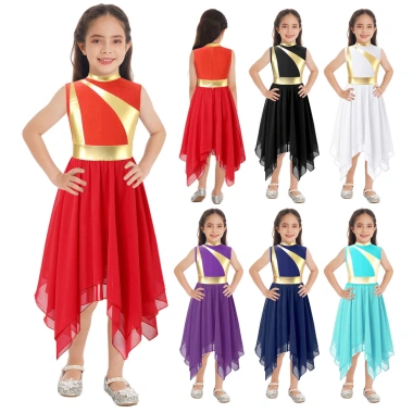 Đầm Nhảy Múa Bé Gái Kim Loại Không Tay Viền Bất Đối Xứng - Giá Ưu Đãi 331.560₫