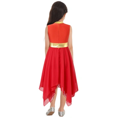 Đầm Nhảy Múa Bé Gái Kim Loại Không Tay Viền Bất Đối Xứng - Giá Ưu Đãi 331.560₫