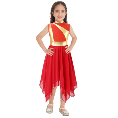 Đầm Nhảy Múa Bé Gái Kim Loại Không Tay Viền Bất Đối Xứng - Giá Ưu Đãi 331.560₫