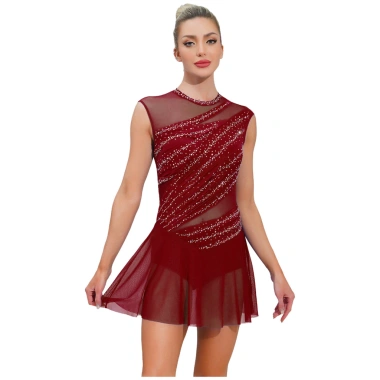 Đầm Nhảy Múa Ruched Nữ Nyeemya Cổ Tròn Không Tay Kim Cương Giả Tôn Lở Lưng - 626.400 VND