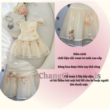 Đầm nhún thêu hoa hai dây trễ vai, bé và mẹ 15-55kg - giảm còn 240k 3 Đầm nhún thêu hoa hai dây trễ vai, bé và mẹ 15-55kg - giảm còn 240k 3