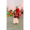 Đầm nhung yếm bé gái dài hoa rời siêu xinh - Đầm dự tiệc, đi chơi, du lịch, đỏ Tết, size đại, giảm còn 260.000 2