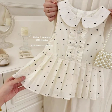 Đầm nơ chấm bi cho bé gái 2-8 tuổi mùa hè không tay kiểu Pháp - Giá chỉ 250.603₫ 2