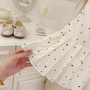 Đầm nơ chấm bi cho bé gái 2-8 tuổi mùa hè không tay kiểu Pháp - Giá chỉ 250.603₫ 3