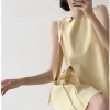 Đầm nữ dáng suông xếp ly cao cấp công sở không tay không cổ thanh lịch 490k 3