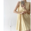 Đầm nữ dáng suông xếp ly cao cấp công sở không tay không cổ thanh lịch 490k 7