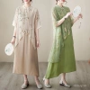 Đầm nữ sườn xám retro phong cách Trung Hoa, tay ngắn, đa kích cỡ - chỉ 601.806₫