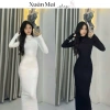 Đầm ôm body nữ cổ lọ tay dài, đen trắng - Tiệc Noel, Tết, chụp ảnh, giá 135.000₫