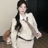 Đầm Polo nữ cổ áo sơ mi, dệt kim bên trong, gợi cảm mùa thu đông - Giá 162k 4