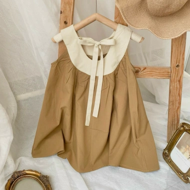 Đầm QC cổ yếm xinh cho bé gái - Phong cách học tập và dạo phố, chỉ 179.000₫ 2