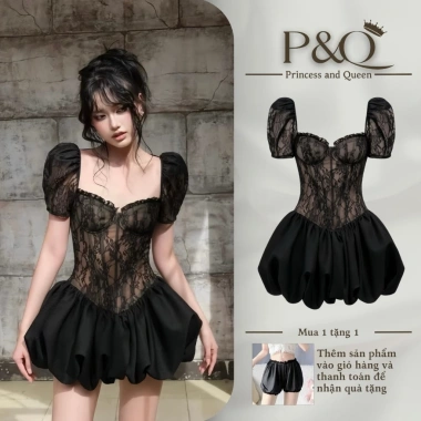 Đầm ren cúp ngực, eo corset, lót trong tiểu thư ballet core - 384.999₫