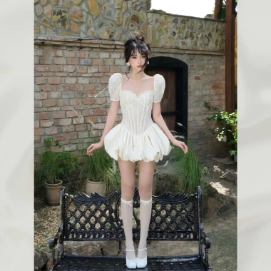 Đầm ren cúp ngực, eo corset, lót trong tiểu thư ballet core - 384.999₫ 2