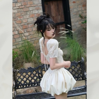 Đầm ren cúp ngực, eo corset, lót trong tiểu thư ballet core - 384.999₫ 3