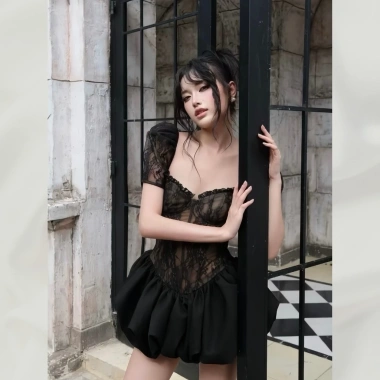 Đầm ren cúp ngực, eo corset, lót trong tiểu thư ballet core - 384.999₫ 8