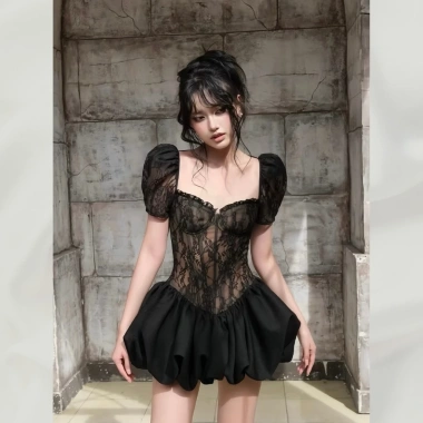 Đầm ren cúp ngực, eo corset, lót trong tiểu thư ballet core - 384.999₫ 9