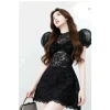 Đầm ren đỏ dự tiệc tay phồng, cổ cao nơ ngực, dáng xòe ngắn – chỉ 220k 6