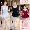 Đầm ren ôm body cổ V tôn dáng, váy dự tiệc sang trọng tay dài, cổ tim quyến rũ - 244k