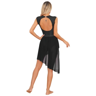 Đầm Sheer Lưới Kim Cương Giả Nữ XS-XXL Mở Lưng Viền Không Tay - Trượt Băng & Khiêu Vũ 4