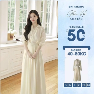 Đầm sơ mi cao cấp Shi Shang - Váy tốt nghiệp dài, chân váy xoè nhẹ nhàng, chỉ 357.000 VND