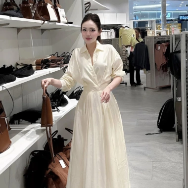 Đầm sơ mi cao cấp Shi Shang - Váy tốt nghiệp dài, chân váy xoè nhẹ nhàng, chỉ 357.000 VND