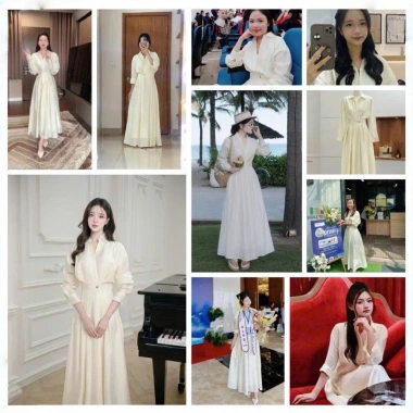 Đầm sơ mi cao cấp Shi Shang - Váy tốt nghiệp dài, chân váy xoè nhẹ nhàng, chỉ 357.000 VND
