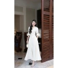 Đầm sơ mi cổ trụ dáng dài tay lỡ đính hoa 3D – Thanh lịch sang trọng, giá 438k