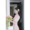 Đầm sơ mi cổ trụ dáng dài tay lỡ đính hoa 3D – Thanh lịch sang trọng, giá 438k 6