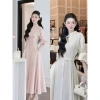 Đầm sơ mi cổ trụ dáng dài tay lỡ đính hoa 3D – Thanh lịch sang trọng, giá 438k 9