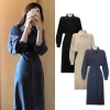 Đầm sơ mi công sở cánh dơi thắt eo - xanh đen nude sang trọng, giảm giá 161k