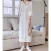 Đầm sơ mi công sở cánh dơi thắt eo - xanh đen nude sang trọng, giảm giá 161k 8