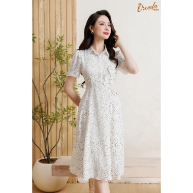 Đầm sơ mi hoa nở 3D ORENDA MODA - Dây đai rời, thiết kế thời thượng, giảm giá 18% chỉ 396k 2