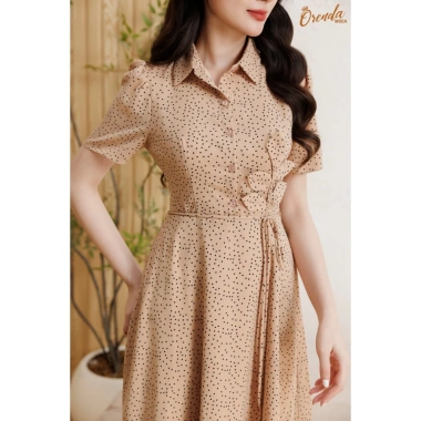 Đầm sơ mi hoa nở 3D ORENDA MODA - Dây đai rời, thiết kế thời thượng, giảm giá 18% chỉ 396k 3