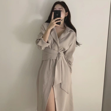 Đầm sơ mi lụa trơn dáng xuông thắt eo công sở phong cách Hàn Quốc - Giá chỉ 350.000 VND 2