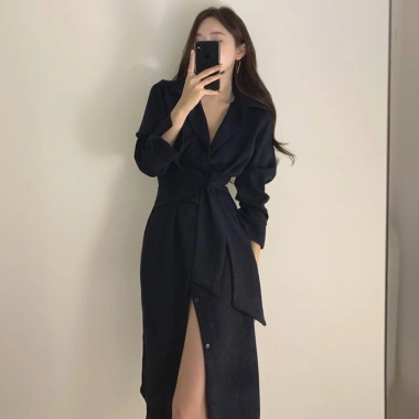 Đầm sơ mi lụa trơn dáng xuông thắt eo công sở phong cách Hàn Quốc - Giá chỉ 350.000 VND 3