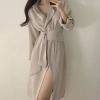 Đầm sơ mi lụa trơn dáng xuông thắt eo công sở phong cách Hàn Quốc - Giá chỉ 350.000 VND 4