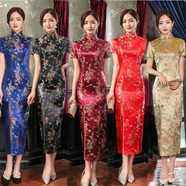 Đầm sườn xám dài hoa cổ điển nữ - Váy dự tiệc dạ hội phong cách Trung Quốc, chỉ 210.561₫