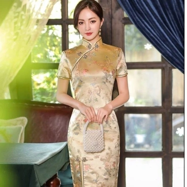 Đầm sườn xám dài hoa cổ điển nữ - Váy dự tiệc dạ hội phong cách Trung Quốc, chỉ 210.561₫
