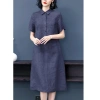Đầm suông công sở bổ trụ cổ sơ mi 1 túi ốp ngực - Vải linen bột mềm mát, form suông, chỉ 319k 2