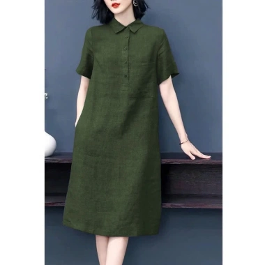 Đầm suông công sở bổ trụ cổ sơ mi 1 túi ốp ngực - Vải linen bột mềm mát, form suông, chỉ 319k 6 Đầm suông công sở bổ trụ cổ sơ mi 1 túi ốp ngực - Vải linen bột mềm mát, form suông, chỉ 319k 6