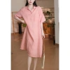 Đầm suông công sở SLINEN cổ sơ mi tay lỡ, túi ốp ngực, vải Linen bột Premium, không kén dáng – 319k 6
