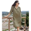 Đầm suông công sở SLINEN tay lỡ nẹp, cổ đức, túi sườn - Linen bột, giá 329k 3