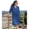 Đầm suông công sở SLINEN tay lỡ nẹp, cổ đức, túi sườn - Linen bột, giá 329k 8