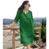 Đầm suông công sở SLINEN tay lỡ nẹp, cổ đức, túi sườn - Linen bột, giá 329k 10